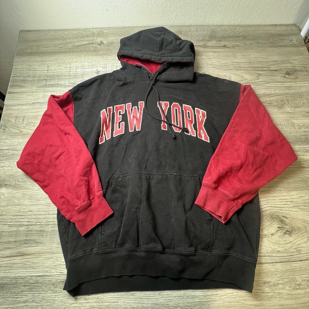 John Galt Hoodieβ Womens OS Black Red New York Colorblock Oversized Sweatshirt